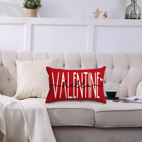Miniatura 7 de 2 fundas de almohada rectangulares para el día de San Valentín, diseño de corazón rojo, 12 x 20 pulgadas, romántico, para sofá, hogar, oficina
