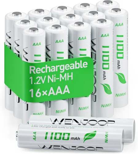 Miniatura 11 de Paquete de 4 baterías AAA recargables – 1100 mAh 1.2 V NiMH de alta capacidad, baja autodescarga triple A baterías para juguetes, mandos a