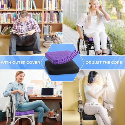 Miniatura 7 de Cojín de asiento de gel TushGuard para sentarse por mucho tiempo, diseño patentado agrandado y engrosado, refrescante y transpirable para silla