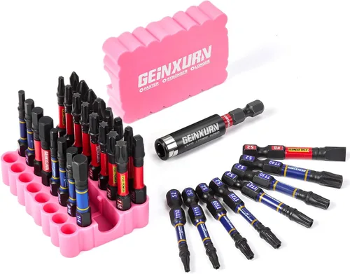 Miniatura 20 de Geinxurn Juego de puntas de destornillador de impacto, 99 piezas de 1 "/2 "multi cabeza magnética S2 puntas de destornillador de acero