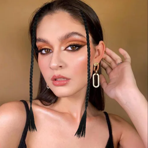 Miniatura 2 de KALLORY 4 extensiones de cabello trenzado con clip, largo frontal y flequillo, 19.68 pulgadas, trenzas sintéticas para mujeres y niñas