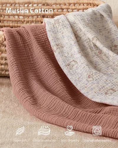 Miniatura 2 de Blissful Diary Funda de muselina para cambiador de pañales para bebés, algodón ultrasuave y transpirable, 2