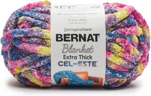 Miniatura 41 de Bernat - Hilo para manta extra grueso color niebla azul - 1 paquete de 21.12 oz/598.74 g - 100% poliéster - #7 Jumbo - 72 yardas - Hilo grueso