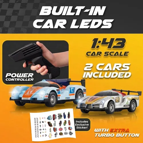Miniatura 2 de Juego de pistas de carreras de autos de tragamonedas - Juego de pistas de carreras eléctricas, 2 pistas de carreras de alta velocidad para niños