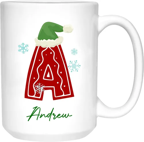 Miniatura 4 de Tazas de café con iniciales de Navidad 2025, taza con monograma, tazas de Navidad personalizadas con nombres, taza para niños, tazas de café, tazas
