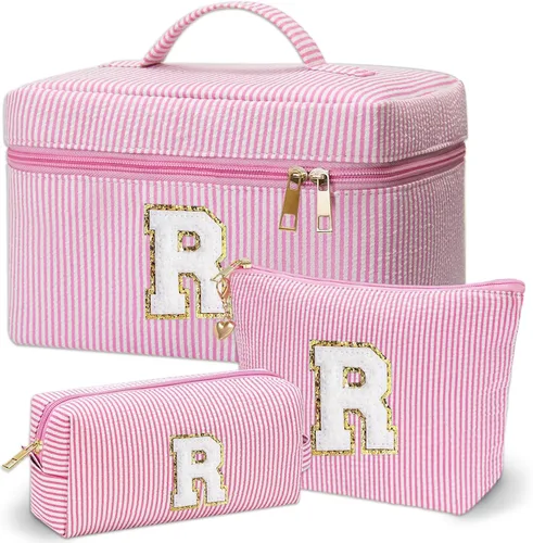 Miniatura 41 de Bolsa de maquillaje Adoryoung 3 piezas rosa+azul, Azul, A