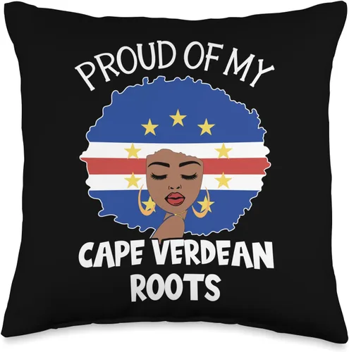 African pride gifts Strong Afro American women Orgulloso cojín de raíz caboverdiana del mes de la historia negro, 16 x 16 pulgadas, multicolor