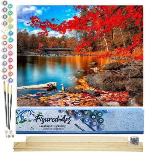 Miniatura 61 de Figured'Art - Juego de pintura por números, lienzo enrollado sin marco, para manualidades, para adultos, 16 x 20 pulgadas, jarrón de peonías