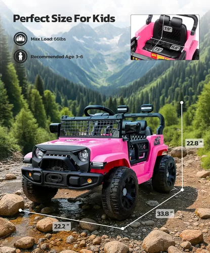 Miniatura 2 de ELEMARA Auto de paseo para niños, juguetes de paseo de 12 V con control remoto, autos eléctricos para niños con Bluetooth, luces LED, auto a batería