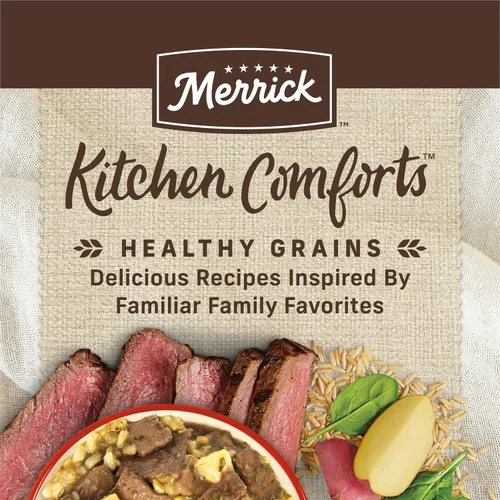Miniatura 4 de Merrick Kitchen Comforts, comida húmeda para perros con salsa, paquete de variedad de carne real y arroz integral para perros con granos
