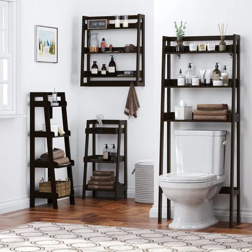 Miniatura 6 de UTEX Almacenamiento sobre el inodoro, estantes de baño de 3 niveles sobre el inodoro, organizador de baño detrás del inodoro (espresso)