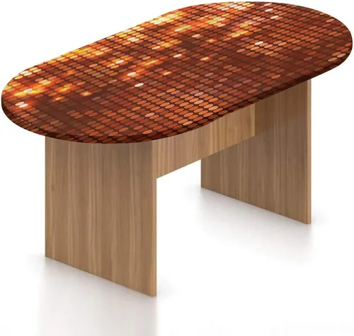 Mantel ajustable ovalado de poliéster elástico para decoración de cobre, diseño de mosaico de lunares de colores vibrantes, se adapta a mesas