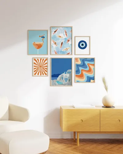 Miniatura 5 de HAUS AND HUES Seascape Posters Gallery Art Set de 6 - Arte de pared de playa, decoración de pared de mal de ojo, fotos de viaje para pared, póster