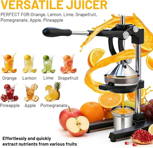 Miniatura 5 de Exprimidor de hierro fundido para frutas cítricas, granadas, pomelos, exprimidor de hierro fundido resistente, exprimidor manual de limón, con taza