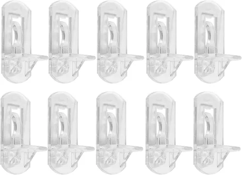 Miniatura 9 de 60 piezas de pasadores de estante con bloqueo – Clavijas de estante de gabinete de 7.9mm, clips de estante de plástico transparente para tableros