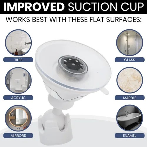 Miniatura 5 de MIRRORVANA Espejo de ducha redondo con aumento de 3X para afeitar sin empañar con ventosa fuerte y adhesiva, superficie irrompible y giro de 360°