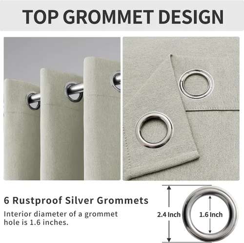 Miniatura 3 de Easy-Going - Cortinas opacas con aspecto de lino para oscurecer la habitación, con ojales para ventana, cortinas para dormitorio, sala de estar