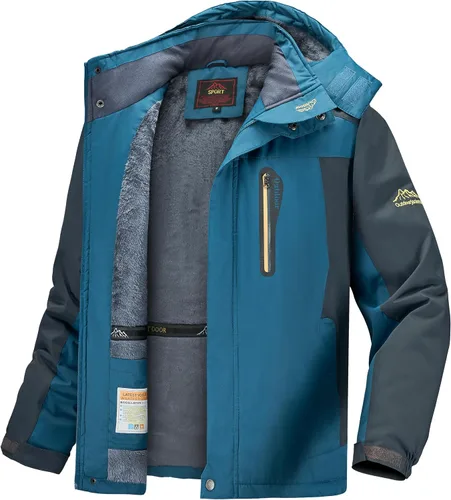 Miniatura 9 de Chaqueta de esquí de invierno para hombre, cálida e impermeable, forro polar, abrigo de nieve con capucha y resistente al viento, impermeable