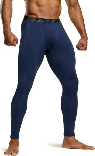 Miniatura 23 de TSLA - Pantalones de compresión térmica para hombres, calzas deportivas para correr, ropa base de invierno