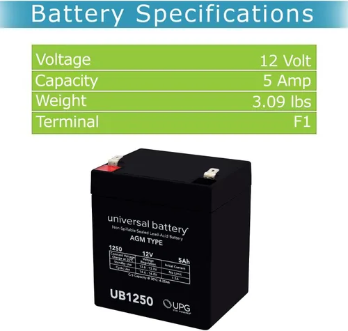 Miniatura 3 de UPG NP5-12 Batería de alarma casera 12v 5ah SLA UB1250