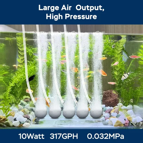 Miniatura 2 de AquaMiracle Aquarium Air Pump 3W/6W/10W, Super Quiet Powerful Fish Tank Air Pump with Double-Layer Sound Insulation, Adjustable Pond Aerator Pump