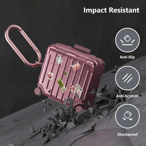 Miniatura 3 de Filoto Funda compatible con Airpods 4, bonito diseño de maleta de moda para Airpods de 4ª generación, funda rígida protectora a prueba de golpes