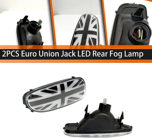 Miniatura 3 de ADIIL Euro Union Jack LED luces traseras antiniebla para 06-15 Mini Cooper R56 R57 R58 R59 S JCW 2X, 2 unids reemplazar OEM faros antiniebla