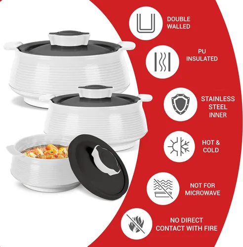 Miniatura 3 de Milton Cacerola para comida caliente, olla caliente de acero inoxidable con aislamiento de doble pared interior con tapa, caja para servir comida