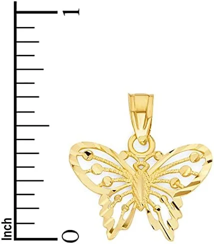 Miniatura 5 de Colgante de mariposa de oro real macizo de 10 quilates dije de animal pequeño casual para uso diario Oro amarillo No es una piedra preciosa