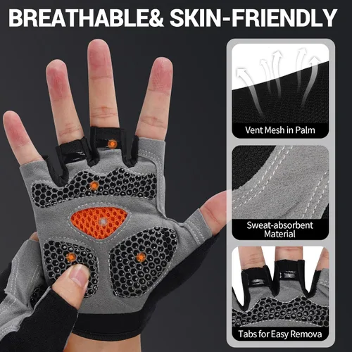 Miniatura 5 de WULI Guantes de ciclismo de medio dedo para hombres y mujeres, guantes de fitness para ciclismo, transpirabilidad, equipo de yoga antideslizante