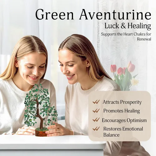Miniatura 5 de YATSKIA Aventurina verde – Árboles de dinero, cristales de chakra como decoración del hogar, cristales curativos, árbol para el hogar, regalos