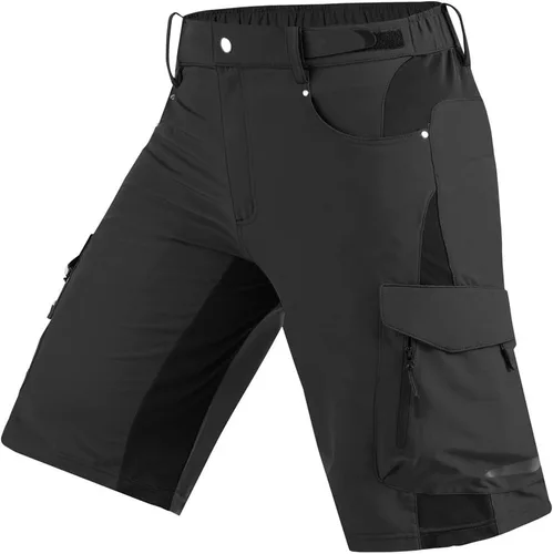 Pantalón corto Cycorld para ciclismo de montaña, bolsillos con cierre de cremallera, liviano, ligero de ajuste, para hombre