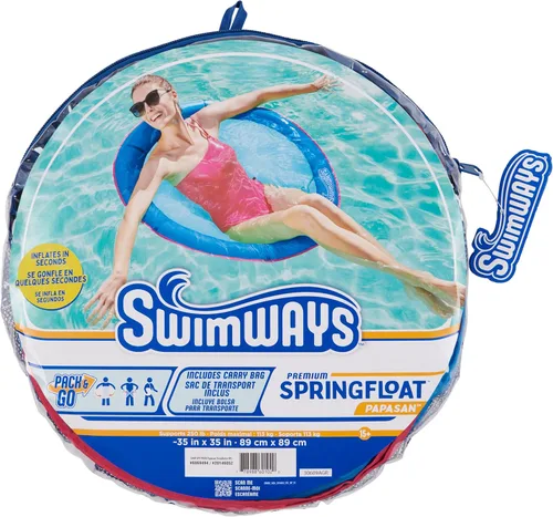 Miniatura 8 de SwimWays Spring Float Premium Papasan Pool Lounger, Inflatable Pool Floats Adult with Fast Inflation for Ages 15 & Up