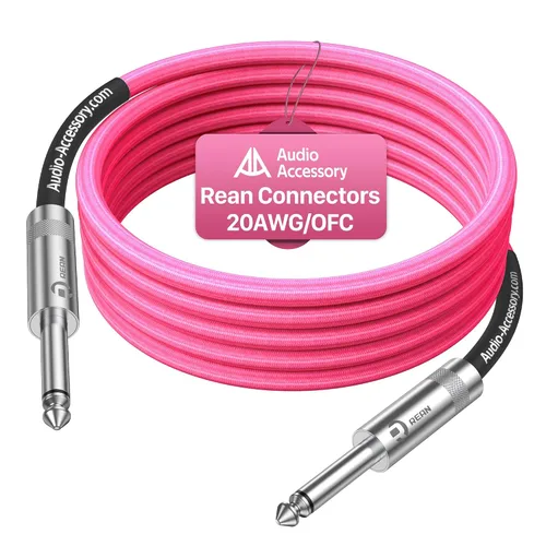 Miniatura 9 de Cable de guitarra de 1.5 pies, paquete de 2 unidades, nailon trenzado anti-torceduras reforzado con Kevlar, conector Neutrik REAN, calibre 20