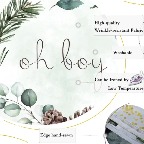 Miniatura 7 de Telón de fondo Oh Boy de 7 x 5 pies con vegetación para baby shower, fondo de fotografía de Navidad, hojas verdes, eucalipto botánico, decoración
