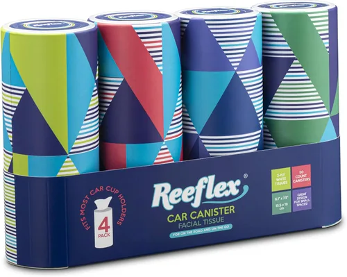 Reeflex Pañuelos para automóvil, 50 hojas por recipiente, suaves, suaves y duraderos en una forma elegante y conveniente para adaptarse a cualquier
