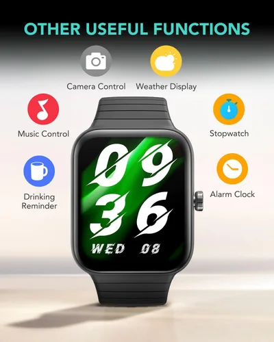 Miniatura 7 de SKG Reloj de seguimiento de actividad física de 1.8 pulgadas para hombres y mujeres con 2 bandas, reloj inteligente integrado con Alexa para Android