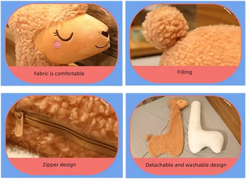 Miniatura 4 de YUDONG Almohada gigante de felpa de alpaca de 29.5 pulgadas, juguetes de animales de peluche, suave y esponjosa, almohada de cuerpo largo, Blanco