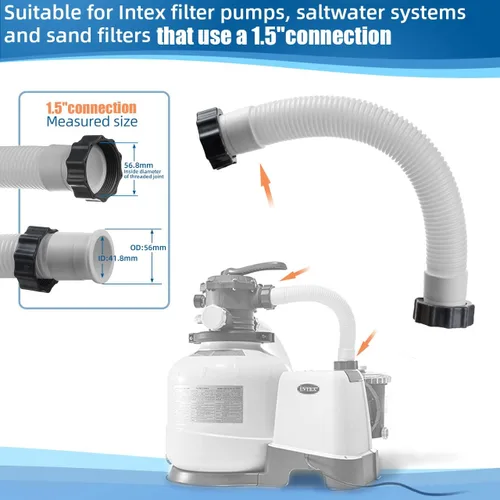 Miniatura 2 de Reemplazo de manguera de bomba de filtro de arena de piscina de 14 pulgadas para bombas de filtro de arena Intex y sistemas de agua salada, manguera