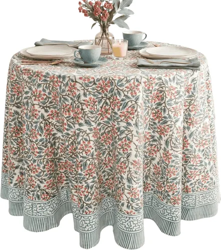 Miniatura 24 de ATOSII Mantel 100% algodón, Amara, floral, hecho a mano, rectangular, de lino, para cocina, comedor, fiestas, bodas, exteriores, picnics, Pascua