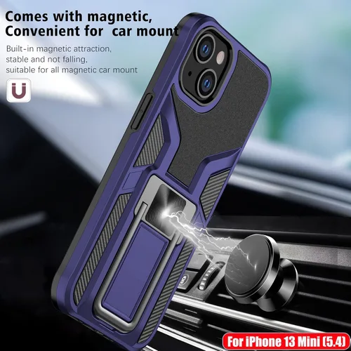 Miniatura 5 de Funda resistente para iPhone 13 Mini, resistente a los golpes, de grado militar, doble protección (TPU+PC), sólida y duradera, funda magnética