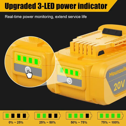 Miniatura 5 de Paquete de 4 baterías de repuesto de 8.0 Ah para Dewalt de 20 V de litio compatible con Dewalt 20 voltios MAX batería XR DCB200 DCB201 DCB203 DCB204