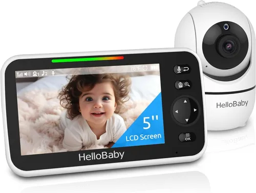 Miniatura 9 de HelloBaby Monitor de Bebé Mejorado de 5'' con Batería de 30 Horas, 2 Cámaras Pan-Tilt-Zoom, Rango de 1000 pies Monitor de Video y Audio para Bebé