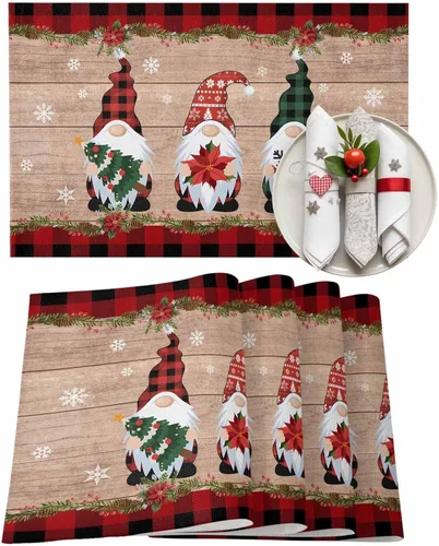 Miniatura 103 de Juego de 4 manteles individuales Boho de otoño, calabazas de acuarela para Acción de Gracias, resistentes al calor, lavables, para mesa, manteles