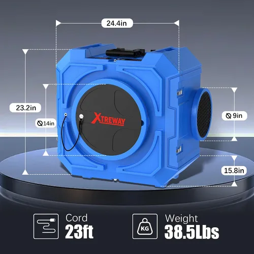 Miniatura 9 de Depurador de aire Hepa de 650CFM con filtración de 4 etapas, máquina de aire negativo, purificador de aire comercial apilable con filtros