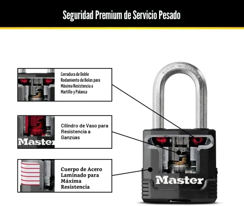 Miniatura 5 de Master Lock Magnum - Candado resistente para exterior de alta resistencia con llave, cuerpo resistente a la intemperie y grillete resistente a