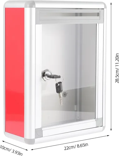 Miniatura 5 de Zerodeko Buzón de montaje en pared con bloqueo – Caída de llave para buzón para caja de sugerencias exterior, metal de recepción Pox Letra