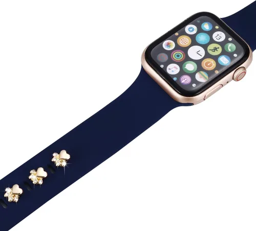 Miniatura 3 de 3 piezas de clavos decorativos de metal brillante compatibles con Apple Watch Band 45/44/42/41/40/38mm bandas de silicona para mujeres iWatch Series