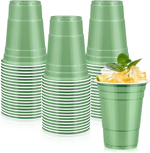 Miniatura 11 de LANLISA 50 vasos de plástico verdes, vasos desechables de 16 onzas, vasos para beber para el día de San Patricio, suministros de fiesta de Navidad