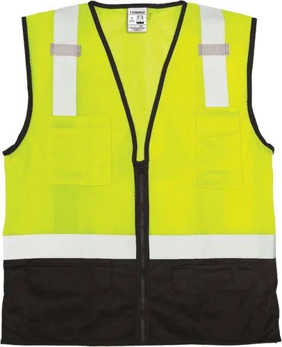 Miniatura 2 de Kishigo Unisex High Visibility Reflective Black Bottom Mesh Vest 1509, Zipper Closure, Polyester, ANSI 107 Type R/Class 2